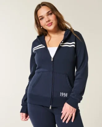 Casaco com capuz e fecho de correr Slim Striped 1998 Graphic