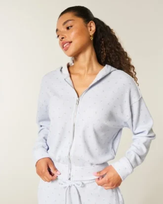 Casaco com capuz e fecho Gilly Hicks Relaxed Zip-Up Waffle Hoodie