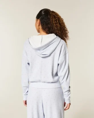 Casaco com capuz e fecho Gilly Hicks Relaxed Zip-Up Waffle Hoodie
