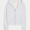 Casaco com capuz e fecho Gilly Hicks Relaxed Zip-Up Waffle Hoodie