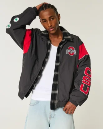 Casaco corta-vento com gráfico da Ohio State University Buckeyes