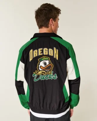 Casaco corta-vento com gráfico da Universidade de Oregon Ducks