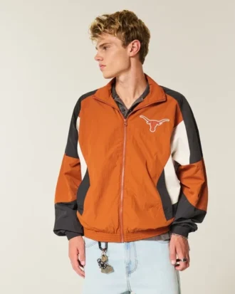 Casaco corta-vento com gráfico Longhorns da Universidade do Texas em Austin