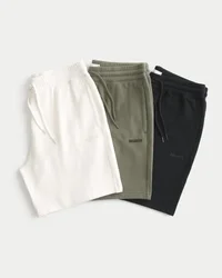 Conjunto de 3 calções de malha com logótipo acima do joelho