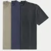 Conjunto de 3 camisetas boxy pesadas com gola redonda lavadas