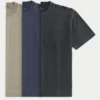 Conjunto de 3 camisetas boxy pesadas com gola redonda lavadas