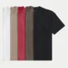 Conjunto de 5 t-shirts pesadas de gola redonda