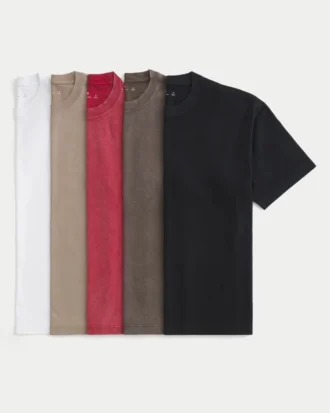 Conjunto de 5 t-shirts pesadas de gola redonda