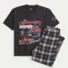 Conjunto de camiseta com estampa Dale Earnhardt NASCAR e calças de pijama de flanela