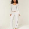 Conjunto de camisola com gola henley e calças largas Always Cozy