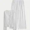 Conjunto de camisola com gola henley e calças largas Always Cozy