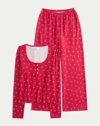 Conjunto de camisola Henley e calças largas Always Cozy