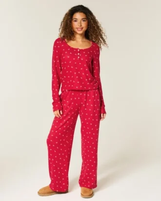 Conjunto de camisola Henley e calças largas Always Cozy