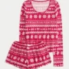 Conjunto de top com decote redondo e calções de manga comprida Always Cozy