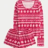 Conjunto de top com decote redondo e calções de manga comprida Always Cozy