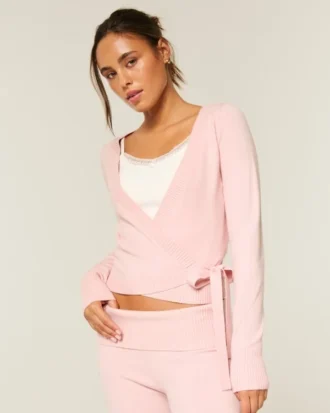 Gilly Hicks Camisola de malha com decote em V e mangas compridas