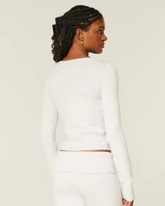 Gilly Hicks Camisola de malha com decote em V e mangas compridas