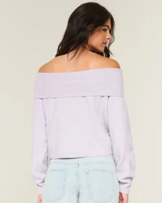Hollister Camisola confortável com ombros descobertos e dobra