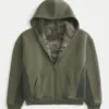 Hollister x Crocs Casaco com capuz e fecho com forro em sherpa