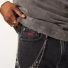 Hollister x Taco Bell Calças de ganga largas pretas lavadas com bordado gráfico