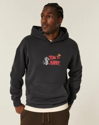 Hoodie com estampa quadrada do Tom e Jerry