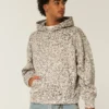 Hoodie largo com estampado leopardo