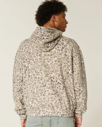 Hoodie largo com estampado leopardo