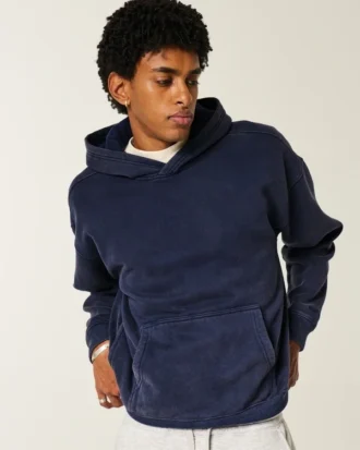 Hoodie lavado com corte quadrado
