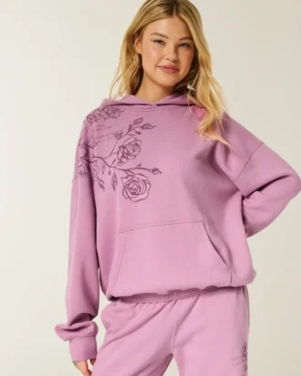 Hoodie oversized com logótipo brilhante