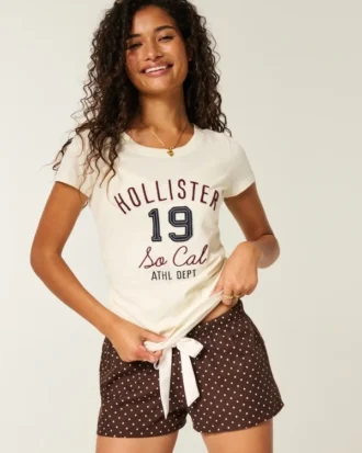Lançamento Holiday Vault Mini-calções de flanela com gravata de cetim