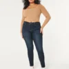 Leggings de ganga com cintura alta e lavagem escura