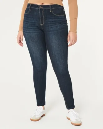 Leggings de ganga com cintura alta e lavagem escura