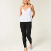 Leggings de ganga pretas de cintura alta