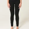 Leggings de ganga pretas de cintura alta