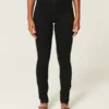 Leggings de ganga pretas de cintura alta