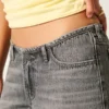 Mini cintura ultra baixa Calças de ganga cinzentas largas