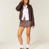 Mini-saia-calça de cintura alta em linha A