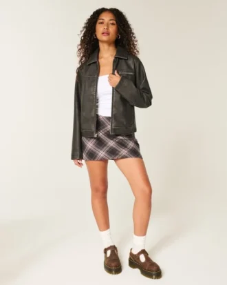 Mini-saia-calça de cintura alta em linha A