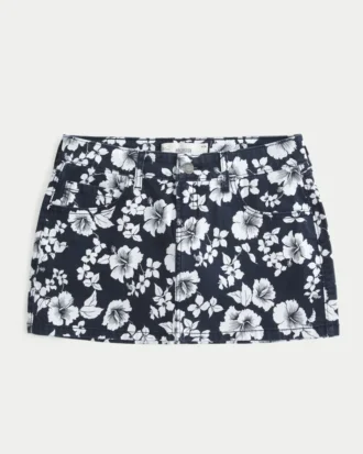 Mini-saia-calça de cintura baixa em sarja