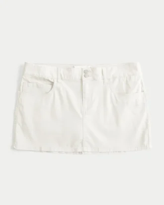Mini-saia-calça de cintura baixa em sarja brilhante com padrão borboleta