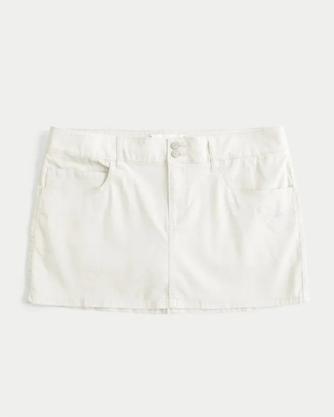 Mini-saia-calça de cintura baixa em sarja brilhante com padrão borboleta Mini-saia-calça de cintura baixa em sarja brilhante com padrão borboleta