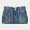 Mini-saia-calça de ganga bordada de cintura baixa Mini-saia-calça de ganga bordada de cintura baixa