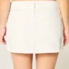 Mini-saia-calça de ganga branca de cintura baixa