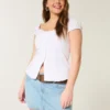 Mini-saia-calça de ganga com riscas e cintura baixa Mini-saia-calça de ganga com riscas e cintura baixa