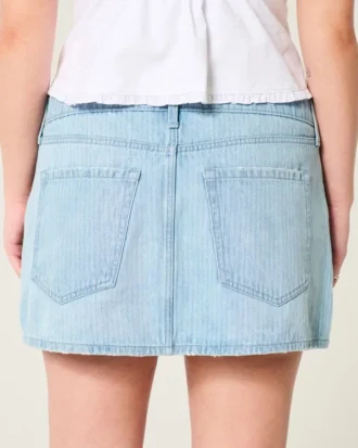 Mini-saia-calça de ganga com riscas e cintura baixa