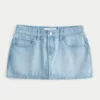 Mini-saia-calça de ganga com riscas e cintura baixa Mini-saia-calça de ganga com riscas e cintura baixa