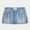 Mini-saia-calça de ganga de cintura baixa