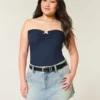 Mini-saia-calça de ganga de cintura baixa