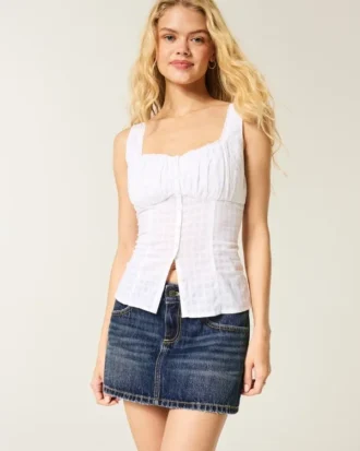 Mini-saia-calça de ganga de cintura baixa