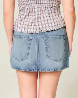 Mini-saia-calça de ganga de cintura baixa